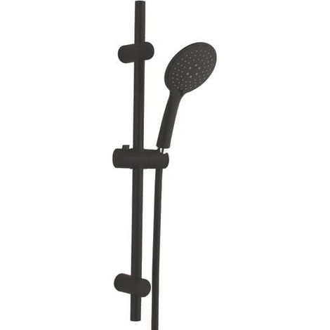 ONDEE ZEN - Kit barre de douche à douchette sans mitigeur SILKY - H65cm - Finition noir mat (1/5)