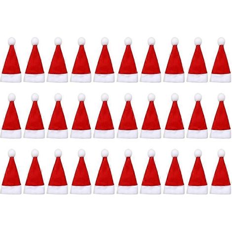 Lot de 30 mini couvercles de tasses et bouteilles en forme de chapeau de Père Noël, porte-couverts (1/5)