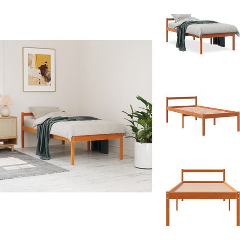 Lit pour personne âgée sans matelas 75x190 cm bois pin massif - Lit Senior - Lit Pour Personne Agée - Lit Haut - Meubles Chambre - Meubles Seniors (1/5)