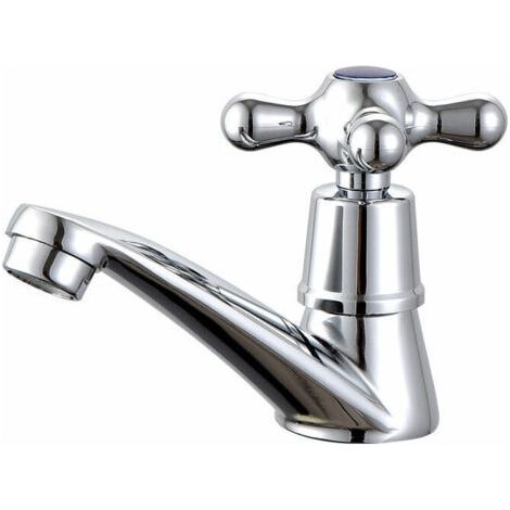 Einzelner Kaltwasserhahn, verchromter Einzel-Kaltwasser-Waschtischhahn für Badezimmer, WC, Waschbecken und Küche, mit Filter