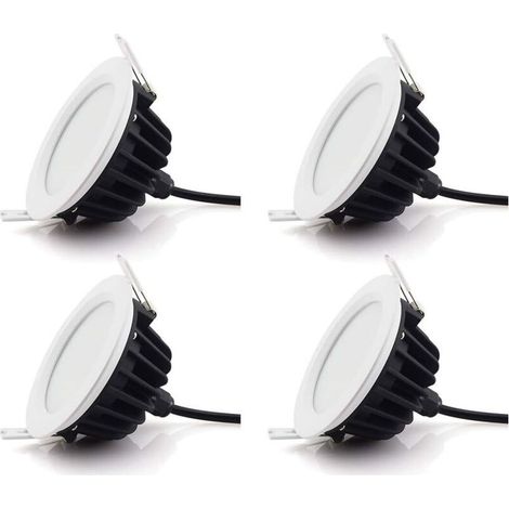 9W Downlight LED,Luminaires Encastrés Plafonnier Lampe à Panneaux - Étanche IP65 pour Salle de bains et Chambre Éclairage Intérieur Extérieur (3000K,AC220V-240V, Pack de 4) (1/4)