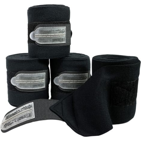 EQuest Fleece Bandage Act-Line für Pferde, 4er Set - Schwarz