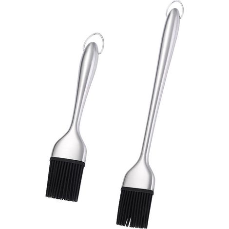 2 brochas resistentes para barbacoa, de 30,5 cm y 20 cm - Ideales para carne a la parrilla, pasteles y repostería (1/2)