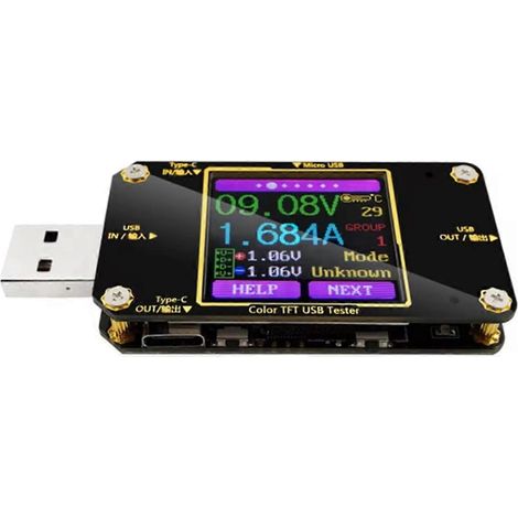 A3 Leistungsprüfgerät mit digitalem Farb-LCD-Bildschirm, Strom- und Spannungsüberwachung, USB-Sicherheitstester und PD-Batteriekapazitätstester (1/5)