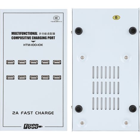 Chargeur USB multifonctionnel à 10 ports 2A avec distribution intelligente et charge rapide (AU 170-220V) (1/5)