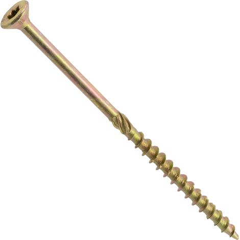 Lot de 100 - Vis à Bois - Acier Zingué - Tête Fraisée Empreinte Étoile T20 - Pour Menuiserie Terrasse Panneaux Chevrons - Gris - 4x80 mm