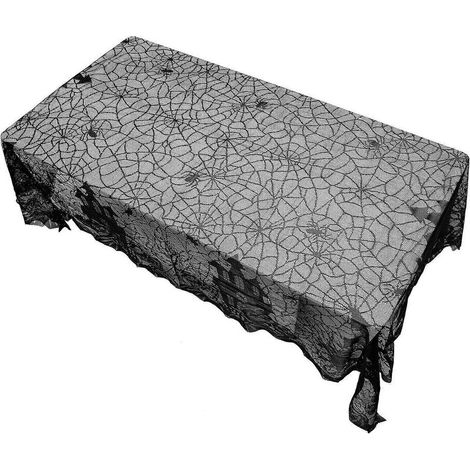 Nappe en dentelle toile d'araignée pour Halloween, chemin de table toile d'araignée, décoration de cheminée en dentelle toile d'araignée (1/5)