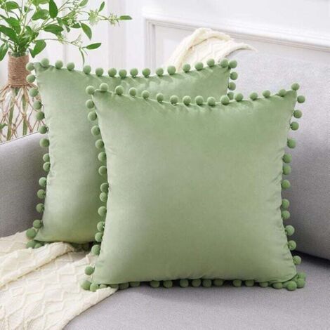 Housse Coussin 40x40 Decoratif Canape Salon Chambre Maison 2pcs Housses Coussins pour Decoration Interieur Chambre Maison Fauteuil Relax Bureau Enfant Coussin en Sage Vert (1/4)