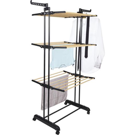 Étendoir à Linge 3 Étages Effet Bois 16 m Étendage Pliable Gain de Place - Livraison gratuite (1/5)