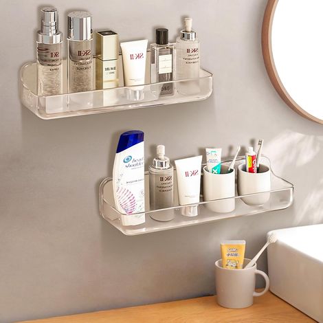 Étagère Salle de Bain, 2 pièces Étagère de Douche sans Perçage Pour Montage Mural d'étagères de Salle pour Salle de Bains et Cuisine, Organisateur de Salle de Bains pour Shampoing et Gel Douche.