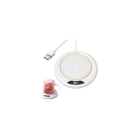 Chauffe-tasses intelligent  Chauffe-tasses électrique 20 W antidérapant et thermostatique  Dessous de plat chauffant avec 3 niveaux de température, chauffe-tasses de table pour le café