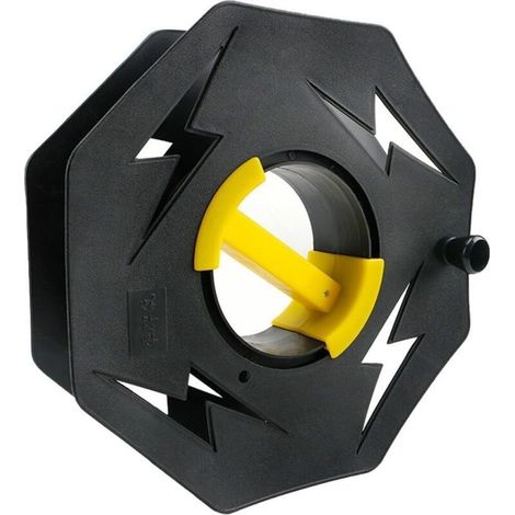 Enrouleur de câble noir robuste, support vide pour câbles de raccordement, câbles de camping, guirlandes lumineuses de Noël, enrouleur rotatif pour câbles électriques de caravane. (1/4)