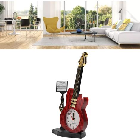 Despertador con forma de violín modelo 2167B, de plástico, 24 cm de alto, elemento decorativo único para salón u oficina, idea de regalo. (1/5)