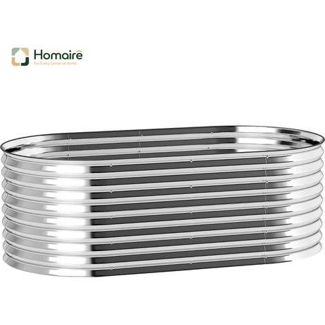 HOMAIRE Pflanzkübel en métal avec bordure de sécurité, gants, fond ouvert, Gris