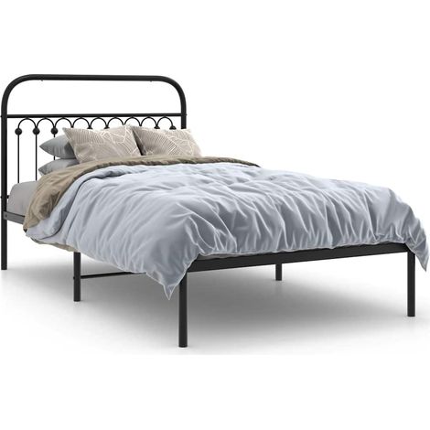 Maison Exclusive - Cadre de lit métal sans matelas avec tête de lit noir 107x203cm (1/5)