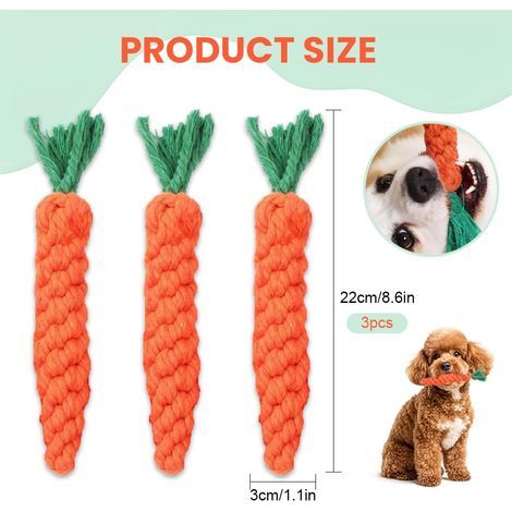 3 PCS Jouet Chien Caotte,Jouet Chiot pou Les Dent,Dog Toys,Jouets à Mâche pou Chiens,Jouets Occupation Chien pou Animaux de Compagnie,Jeux Inteactive Chiens pou Nettoyage des Dents (1/5)