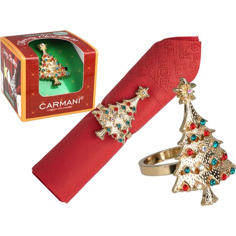 Rond de serviette, anneau de Noël doré, anneau de table sapin de Noël