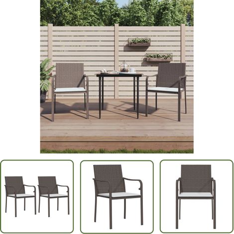 The Living Store Chaises de jardin et coussins lot de 2 marron 56x59x84 cm rotin - Chaise De Jardin - Mobilier De Jardin - Fauteuil Extérieur - Décoration Extérieure - Résine Tressée (1/5)