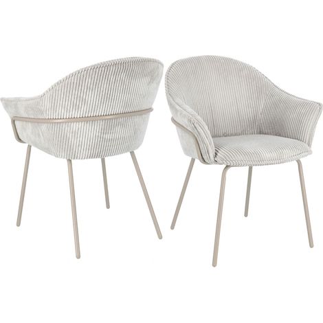 Chaises de salle à manger à accoudoirs en velours gris (lot de 2) - LIA (1/5)