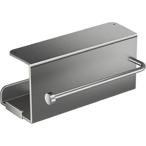 Support mural pour papier essuie-tout en acier carbone adhésif pour rangement de porte d'armoire, porte-serviettes économiseur d'espace (1/5)