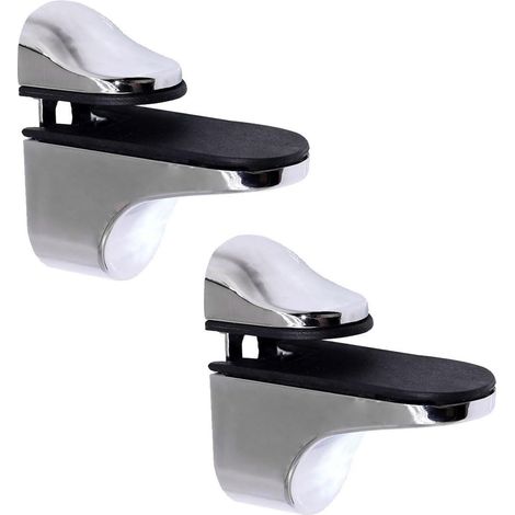 Consoles et taquets pour étagères,Support d'étagère en Verre, Support Mural réglable en Alliage de Zinc, adapté aux étagères en Bois/Verre d'épaisseur 3-20 mm (2 pièces) (1/5)