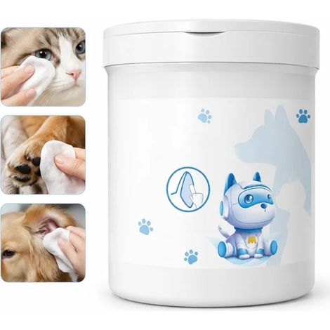 2 Pièces Paquets de Lingettes en Non-Tissu Blanc, Dimensions 8×8×8.5 cm, Lingettes Nettoyantes pour Chats et Chiens (1/5)