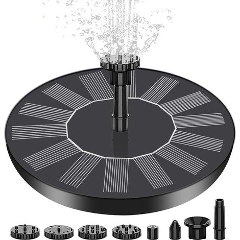 Fontaine Solaire pour extérieur 1,5 W - 2023 Fontaine Solaire Mise à Niveau pour l'extérieur - avec 6 Effets - Pompe Solaire pour Jardin extérieur, Bain d'oiseaux, étang, récipient à Poissons (1/5)