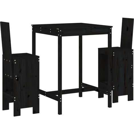 Maison Exclusive - 3-tlg. Gartenbar-Set Schwarz Massivholz Kiefer