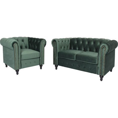 Upholstered Armchair with Nailhead Trim Set of 2 - Green (1/5)
