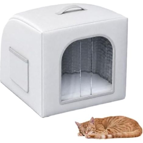 Refreshing Cat House, Cat Refreshing House and Cat Kennel, Insulated Cat House Outdoor or Indoor Foldable for Summer (Ash, M) (1/5)