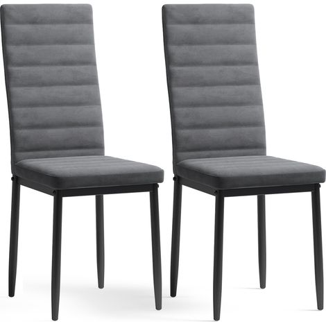 Juego de 2 Sillas de Comedor de Terciopelo Bealife Patas de Metal Adecuado para Cocina Comedor Sala de Estar Gris Oscuro (1/5)