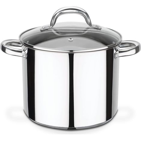 'GSW 990189 Montreal pentola con coperchio in vetro 20 cm/circa 5,0 litri, acciaio inox, argento, 34 x 21,5 x 17,5 cm, 1 unità (1/4)
