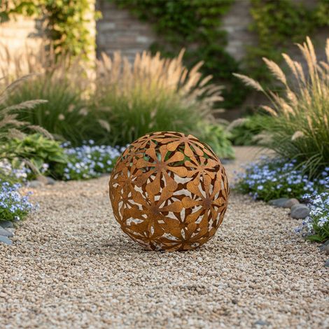Boule décorative fer Fleurs 44x44x44cm