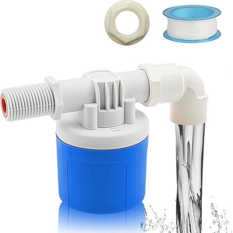 Robinet flotteur automatique pour réservoirs d'eau, raccord supérieur vanne de régulation de niveau d'eau réglable pour bassins à poissons, piscines, abreuvoirs (Entrée latérale 1/2")