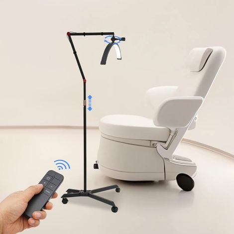 Lampe de sol LED, extension de cils, éclairage de beauté, lampe de cils rotative à 360 °, lampe de beauté en demi-lune avec support de téléphone, pour tatoueurs et esthéticiennes (1/5)
