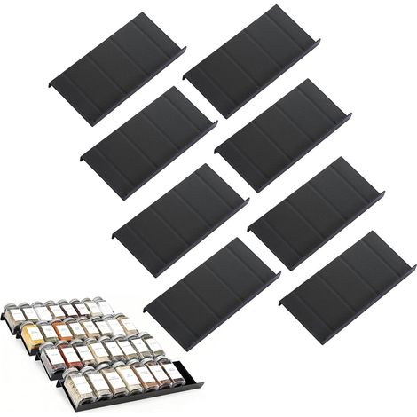 Range Epices Cuisine Tiroir,8 pcs Spice Rack Tiroir à Épices Modulaire à 48 Compartiments pour Le Rangement Dans La Cuisine, Conçu pour Accueillir des Pots à Épices (Noir) (1/5)