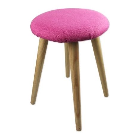 Set Quattro Sgabelli per interni Sgabelli in Legno con Cuscino Imbottito in Cotone Color Fucsia Complemento d'Arredo per Interni