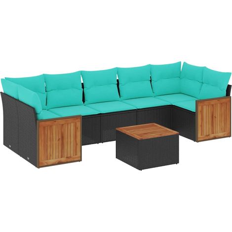 Maison Exclusive - Set Divani da Giardino 8 pz con Cuscini Nero in Polyrattan (1/5)