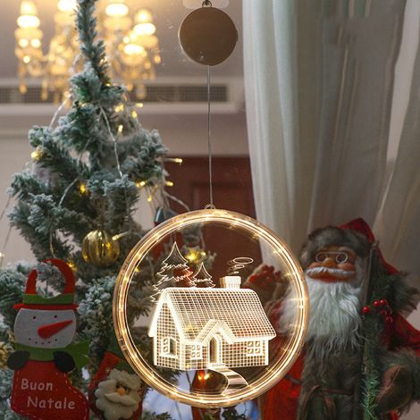 Lumières décoratives de fenêtre de Noël à LED, lumières décoratives de Noël, maison de Noël à lumière chaude, 16 cm (1/5)