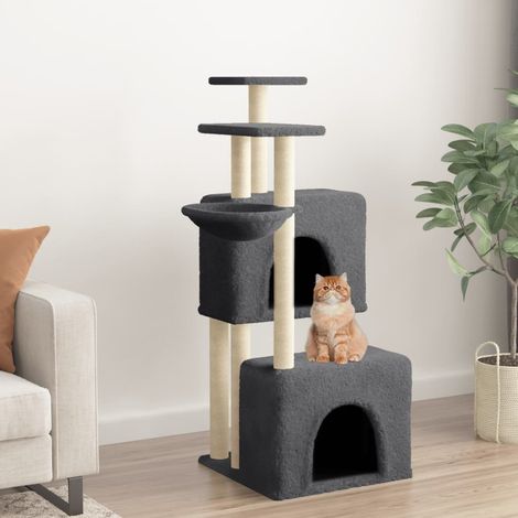 Arbre à chat,Tour à chat tout-en-un avec griffoirs en sisal gris foncé 122 cm -BN8134 (1/4)