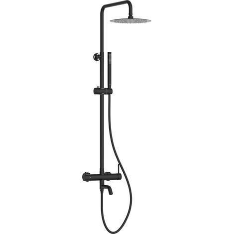BALNEO Système de douche avec pommeau de pluie noir Acier inoxydable  Mitigeur de douche avec douchette CASCADE (1/5)