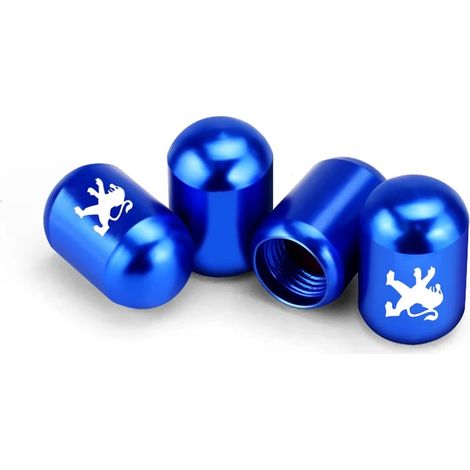 (Bleu) 4 bouchons de valve de pneu neufs, compatibles avec les modèles Peugeot 307, 306, 406, 408, 205, 301, 107, 308, 208, 508, 207, 3008, 206, 407 et 4008. (1/5)