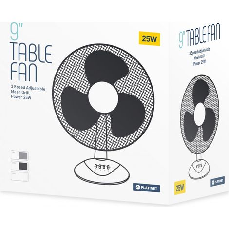 Platinet PTF9W Kompakter Leistungsstarker Tischventilator Weiß