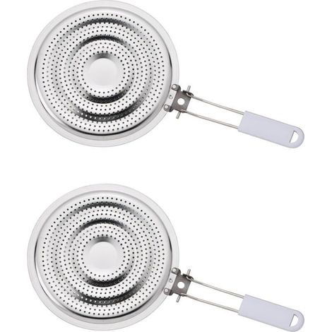 YMYNY Réducteur de diffuseur de chaleur de cuisine, pare-flamme avec poignée amovible, acier inoxydable, lot de 2