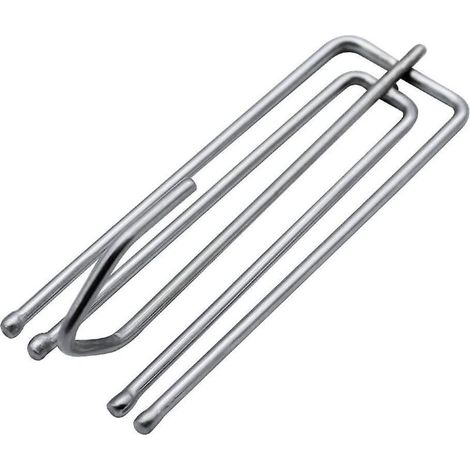 Lot de 25 crochets de rideaux en acier inoxydable argenté avec roulettes et pinces, adaptés aux rideaux et voilages lourds. (1/5)