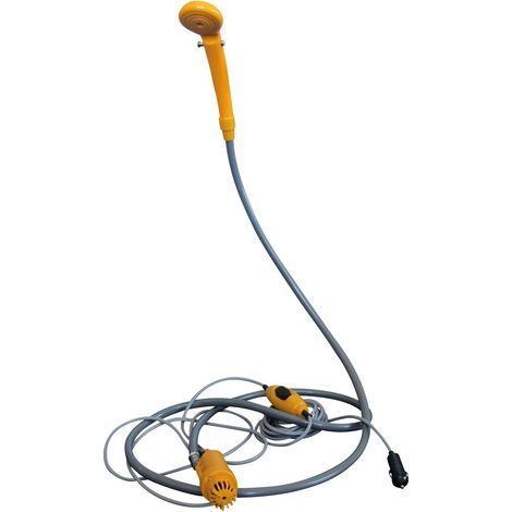Midland – Douche solaire extérieure mobile 12V – Débit 4L/min – Flexible 4,7m – Alimentation allume-cigare – Pour camping-car et van