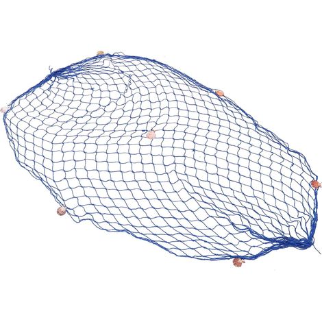 Ornement de Coquille de Filet de pêche Decoration Mural décoration Mural bluch Filet de pêche décoratif Nautique Organisateur de Photos de Filet de pêche Fil de Coton Blue (1/5)