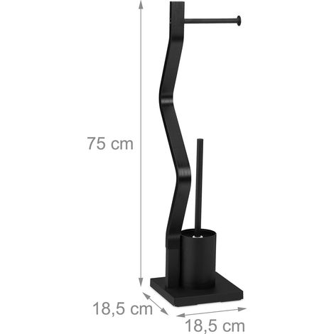 Pratico e moderno portascopino per WC con testina di ricambio intercambiabile 30 x 25 x 16 cm in metallo nero 130013593