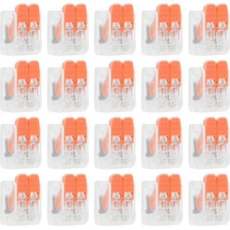 Lot de 20 connecteurs de câblage pour éclairage de bâtiments, bornes rapides sans vis, fournitures industrielles PCT-662, orange (1/5)