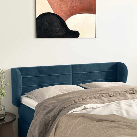 vidaXL Cabecero de terciopelo azul oscuro 147x23x78/88 cm (1/5)